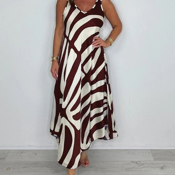Beatriz - Vestido sin mangas con estampado abstracto y caída elegante