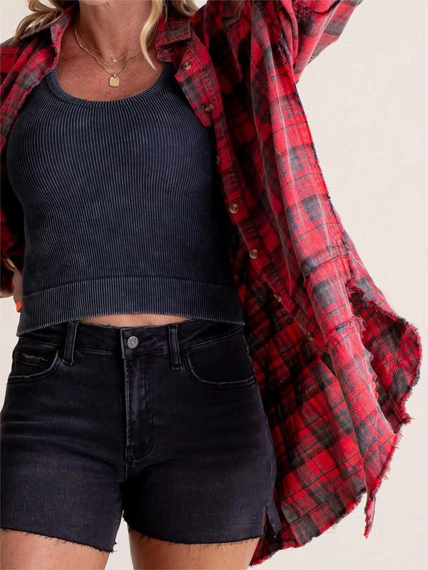 Eva - Sobrecamisa de cuadros estilo relajado