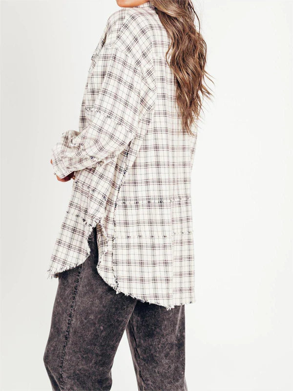 Eva - Sobrecamisa de cuadros estilo relajado