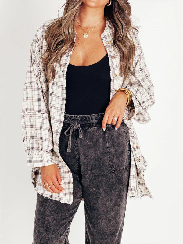 Eva - Sobrecamisa de cuadros estilo relajado