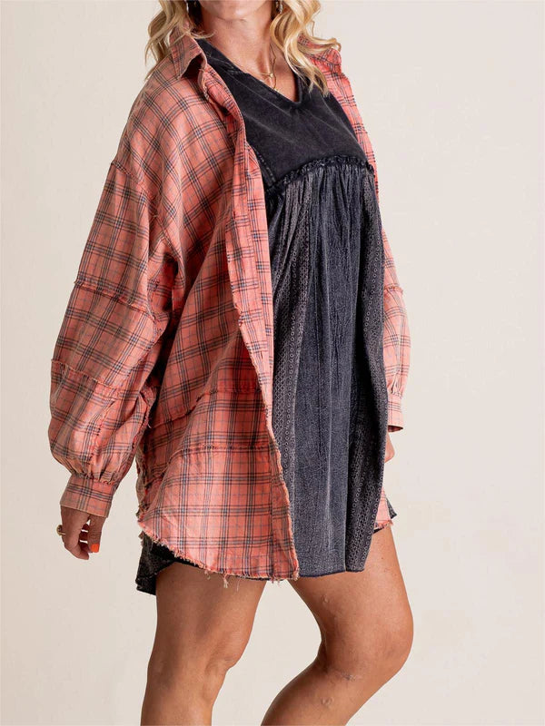 Eva - Sobrecamisa de cuadros estilo relajado