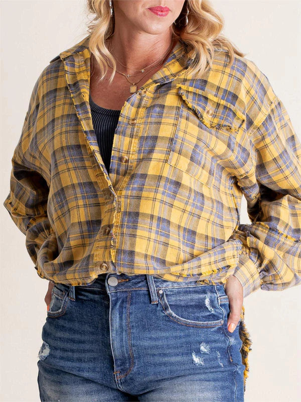 Eva - Sobrecamisa de cuadros estilo relajado