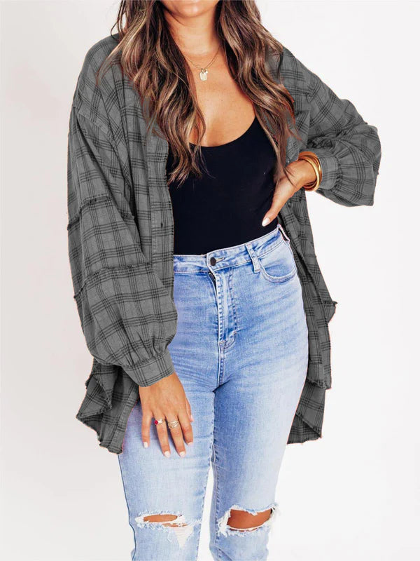 Eva - Sobrecamisa de cuadros estilo relajado