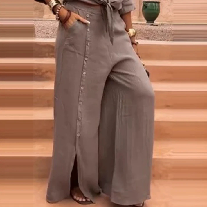 SABANA – Elegante conjunto Bohemio de Camisa y Pantalón con Botones