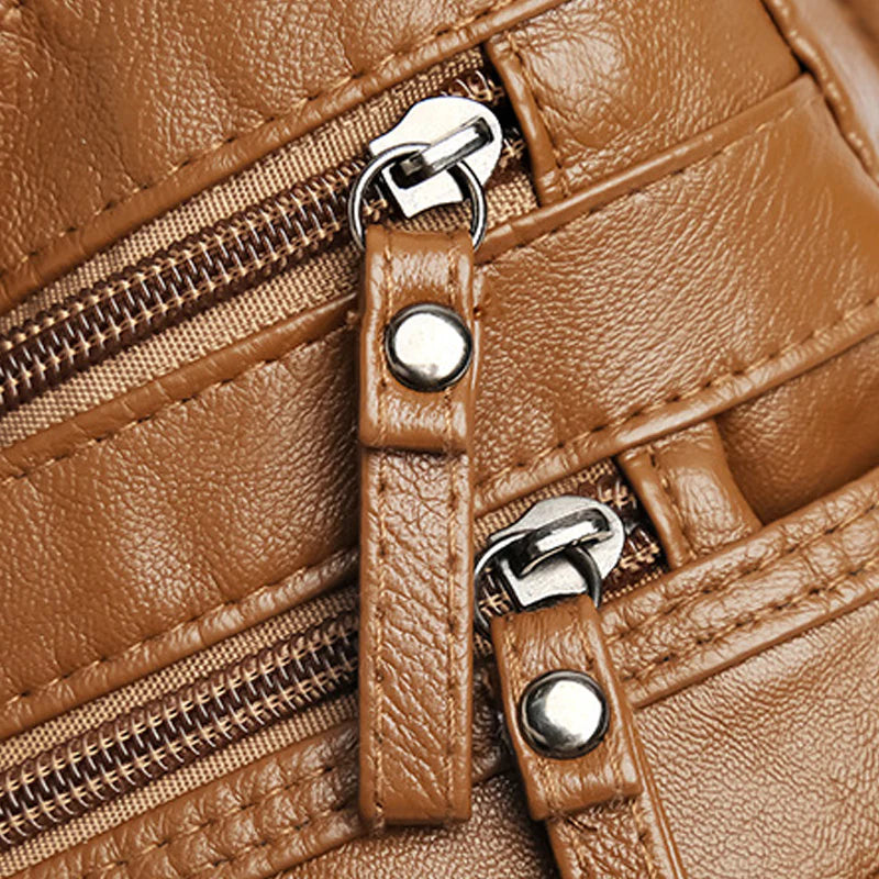Clara - Bolso bandolera moderno con múltiples cremalleras y correa ajustable