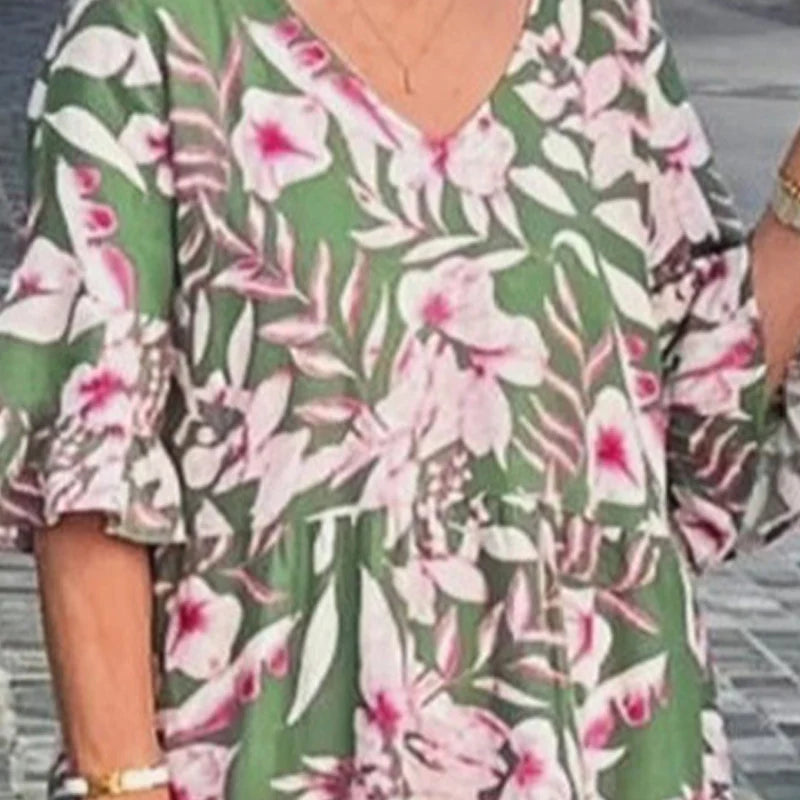 Carolina - Vestido estampado con cuello en V
