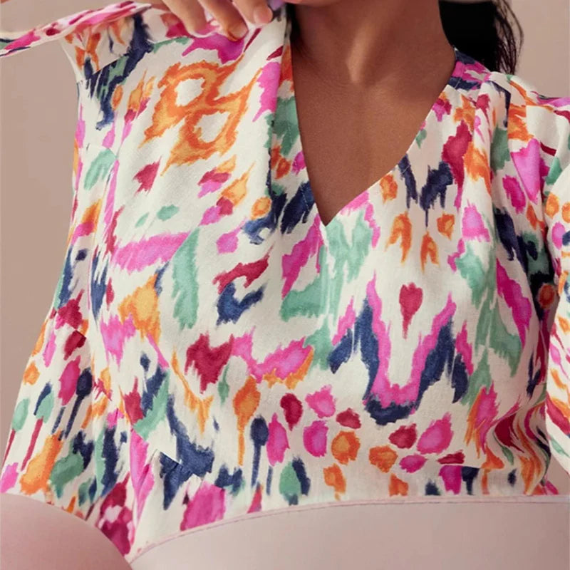 Carolina - Vestido estampado con cuello en V