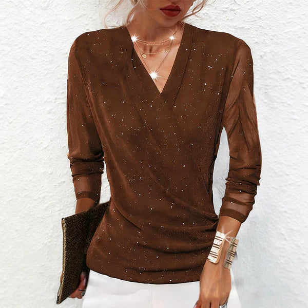 Aria - Blusa cruzada con brillantes