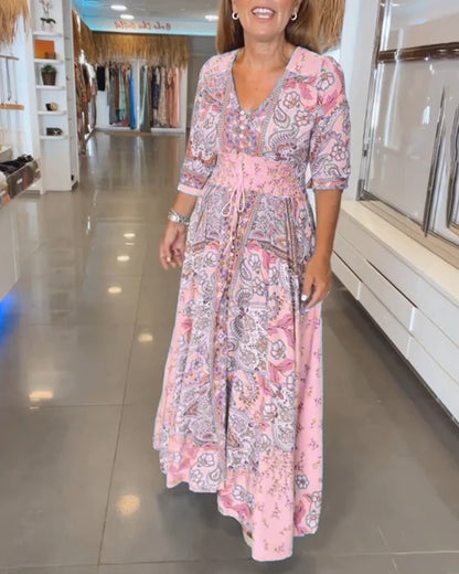 Nuria™ Vestido de fiesta con escote en V y mangas 3/4