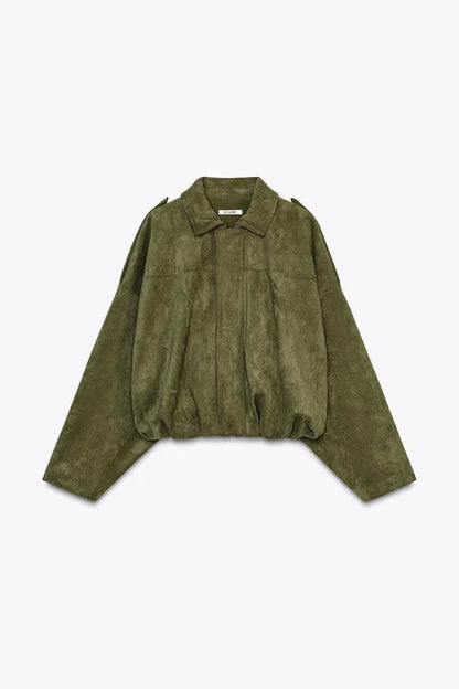 Sofía / Chaqueta de Ante con Estilo Aviador