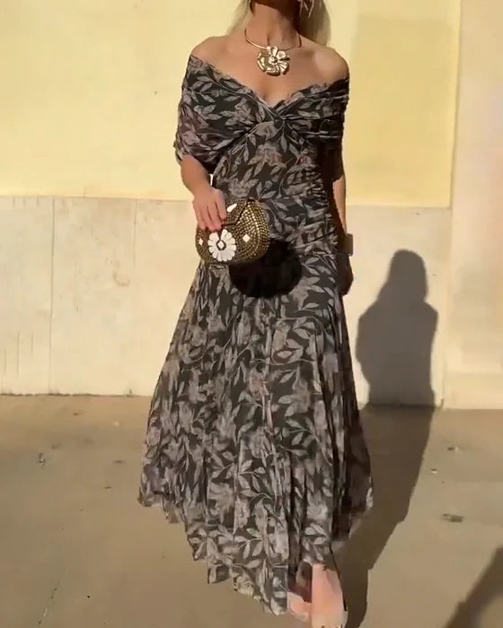 Julieta - Vestido elegante con cuello en V y hombros descubiertos