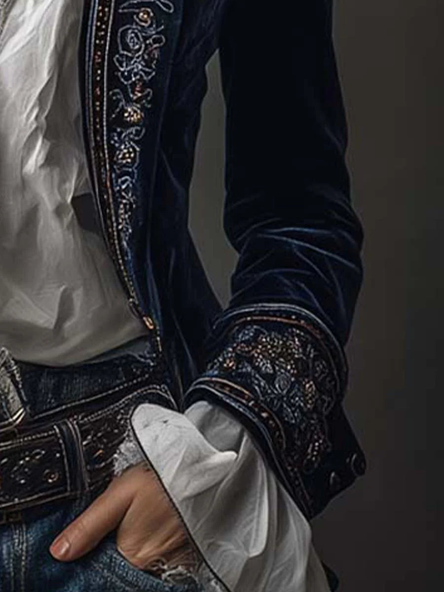 Lavinia – Chaqueta elegante de terciopelo con bordados refinados