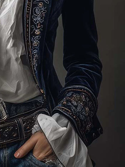 Lavinia – Chaqueta elegante de terciopelo con bordados refinados