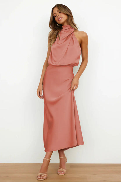 Beatriz - Vestido largo elegante con cuello drapeado