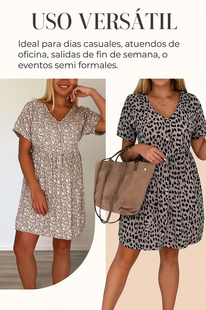 Amara - Vestido de manga corta con cuello en V