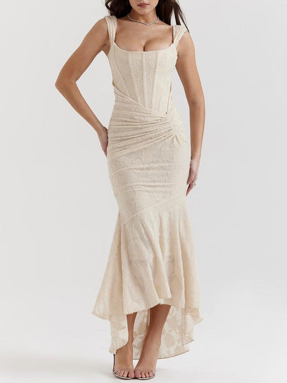 Coral - Vestido largo con estampado floral de campana