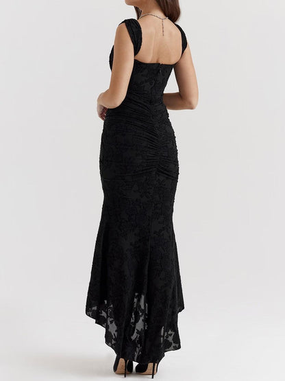 Coral - Vestido largo con estampado floral de campana