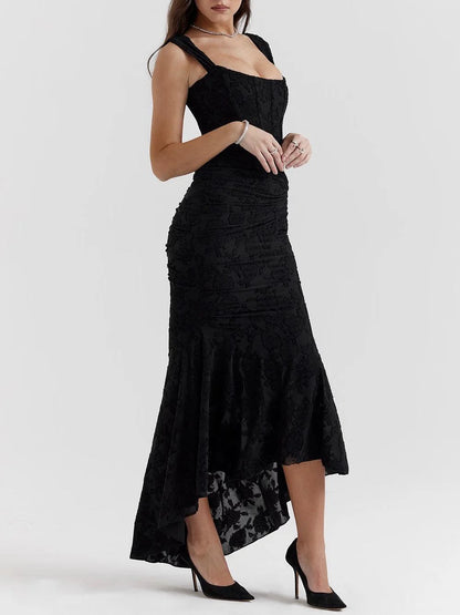 Coral - Vestido largo con estampado floral de campana