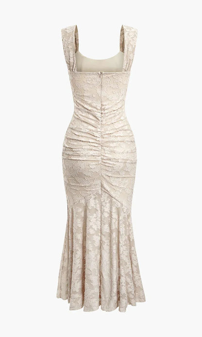 Coral - Vestido largo con estampado floral de campana