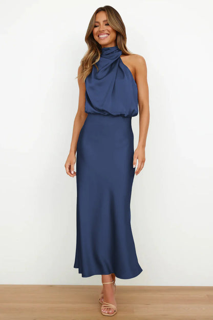 Beatriz - Vestido largo elegante con cuello drapeado