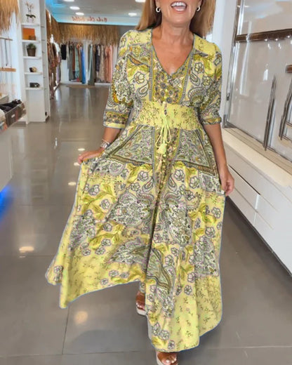 Nuria™ Vestido de fiesta con escote en V y mangas 3/4