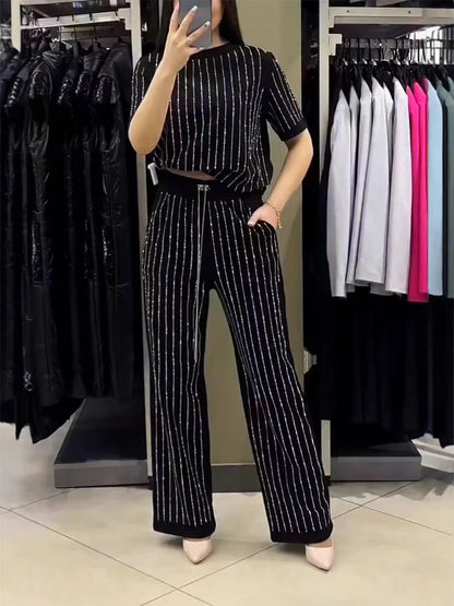 Yara - Conjunto de dos piezas con rayas brillantes