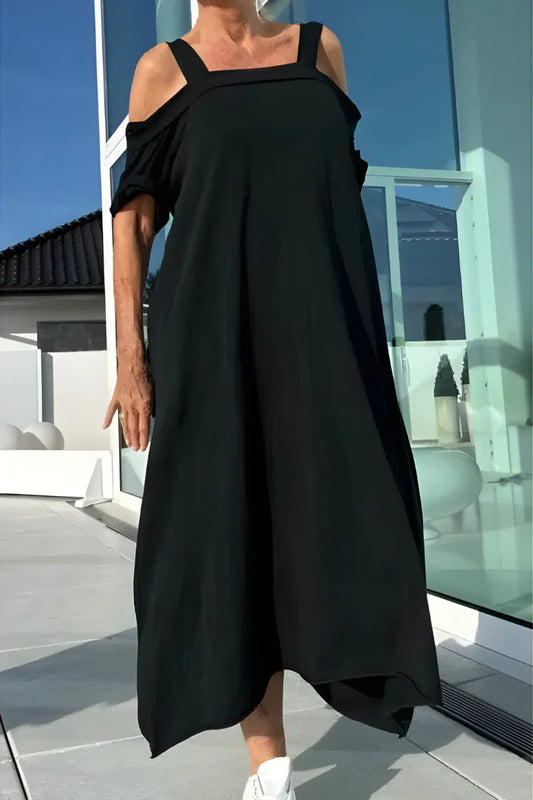 Mónica™ – Vestido largo  de verano con hombros descubiertos y diseño fluido