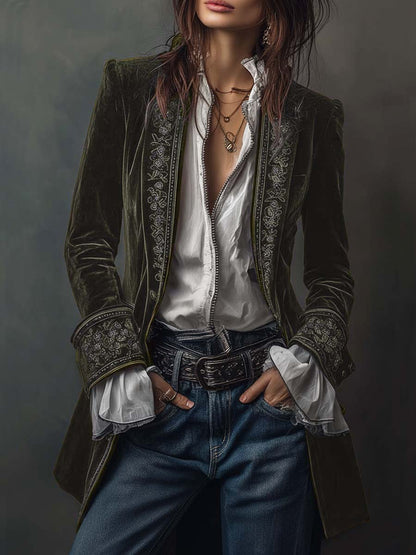 Lavinia – Chaqueta elegante de terciopelo con bordados refinados