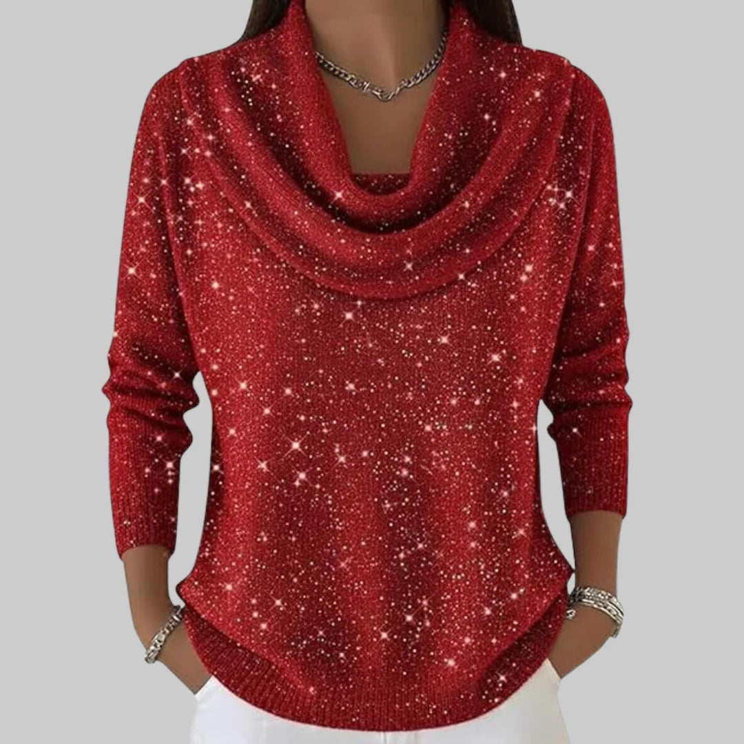 Bea - Jersey de cuello suave con brillo sutil