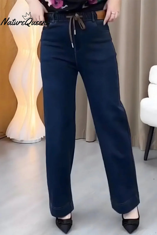 Tyla - Pantalones casuales de denim elástico con cintura elástica