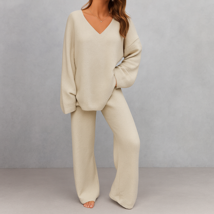 Elvira - Conjunto de punto suave con cuello en V