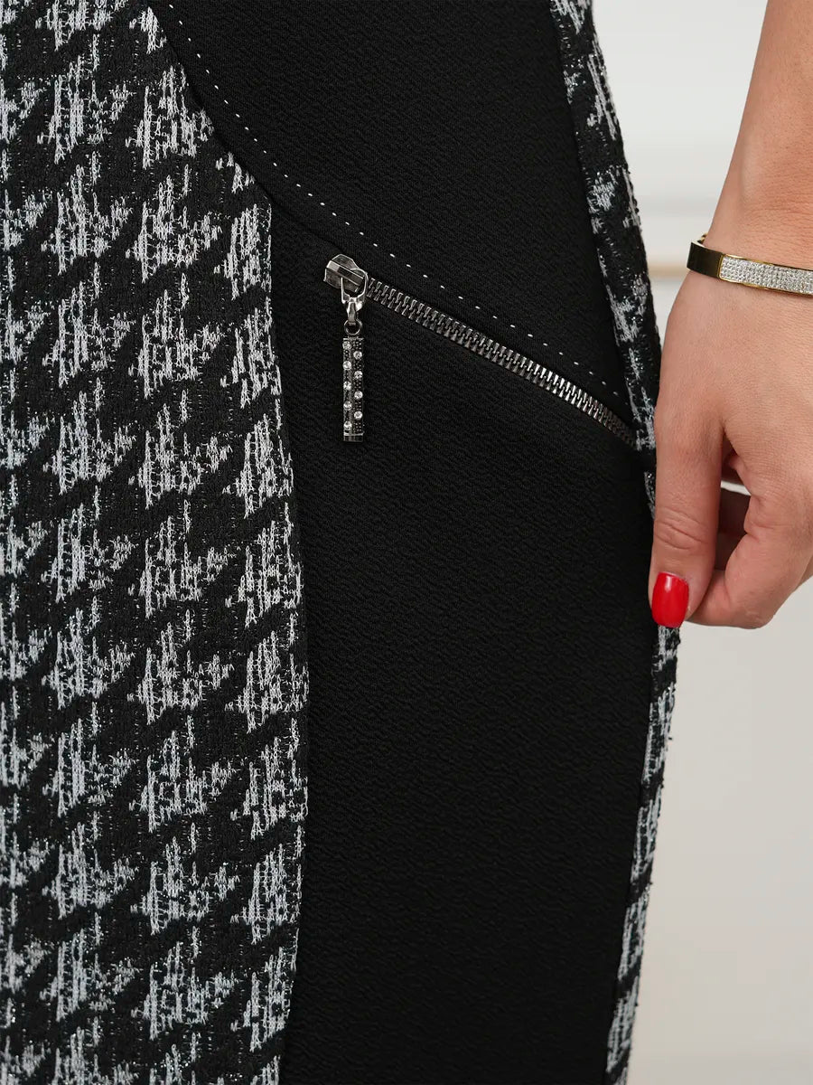 Adriana – Vestido cálido entallado con estampado de cuadros