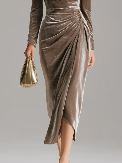 Bianca - Elegante vestido midi de terciopelo