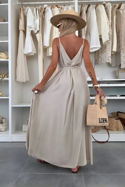 Lía - Vestido largo fluido con espalda en V
