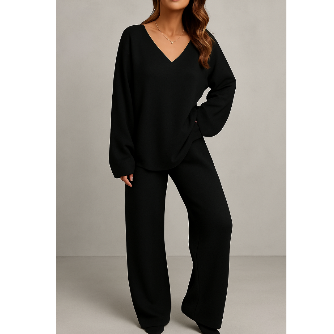 Elvira - Conjunto de punto suave con cuello en V