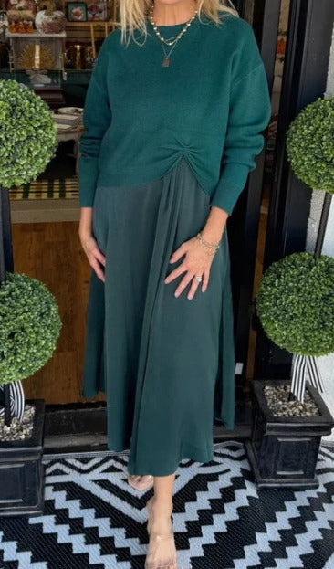 Paula - Conjunto con jersey de nudo y vestido largo