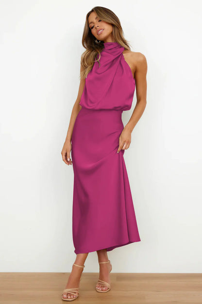 Beatriz - Vestido largo elegante con cuello drapeado