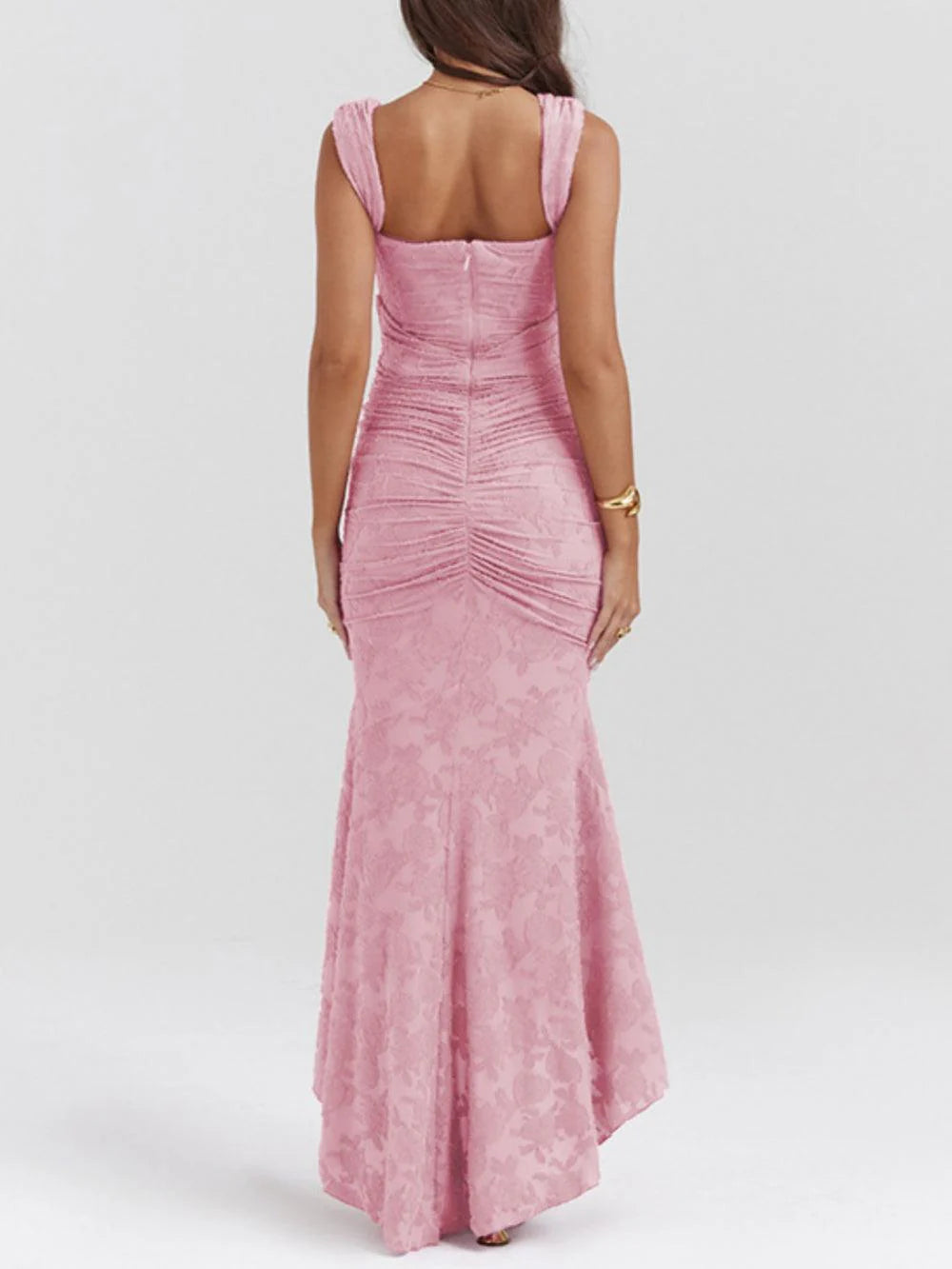 Coral - Vestido largo con estampado floral de campana