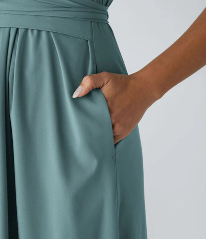Nerea™ | Vestido cruzado de manga corta con cintura marcada