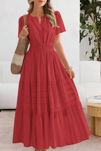 Emma – Vestido largo con cintura fruncida y vuelo elegante
