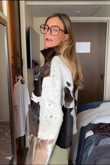Maya - Chaqueta con estampado efecto piel de vaca y cremallera