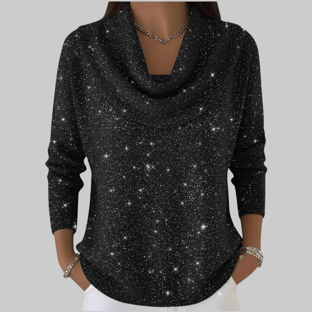 Bea - Jersey de cuello suave con brillo sutil