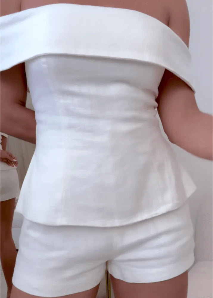 Alicia - Conjunto blanco de dos piezas elegante