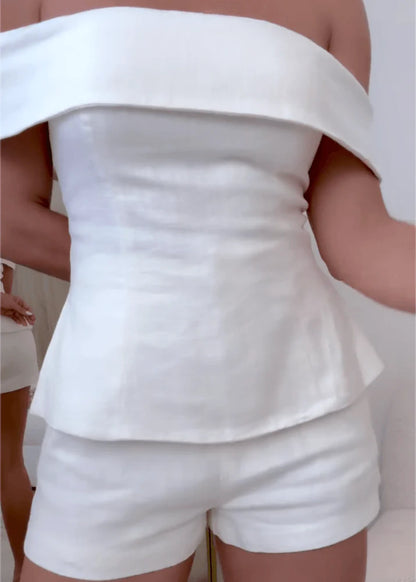 Alicia - Conjunto blanco de dos piezas elegante