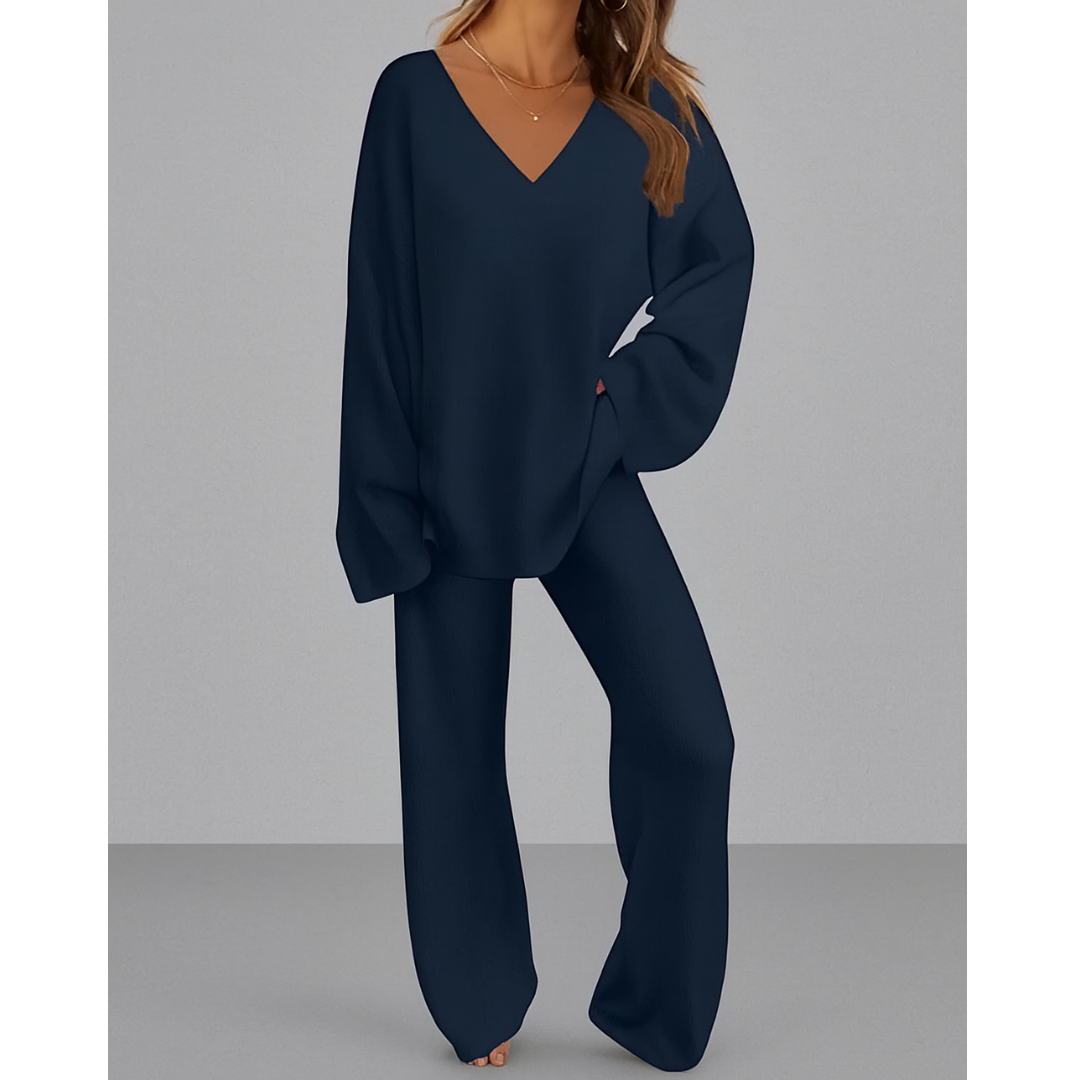 Elvira - Conjunto de punto suave con cuello en V