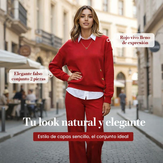 Sara – Conjunto de dos piezas con sudadera y pantalón recto