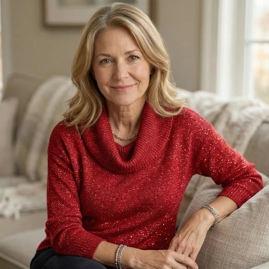 Bea - Jersey de cuello suave con brillo sutil