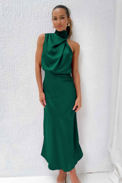 Beatriz - Vestido largo elegante con cuello drapeado