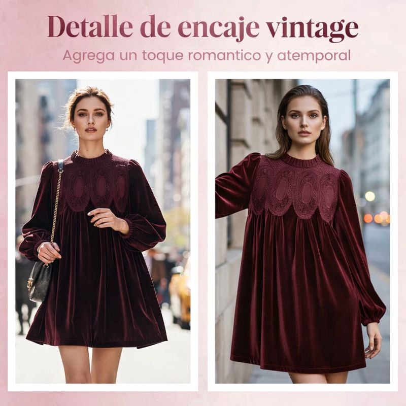 Paula – Vestido túnica de terciopelo con inspiración vintage