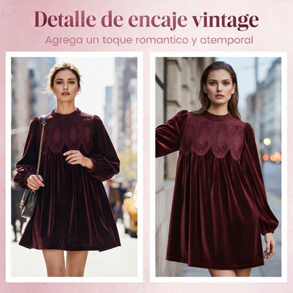 Paula – Vestido túnica de terciopelo con inspiración vintage